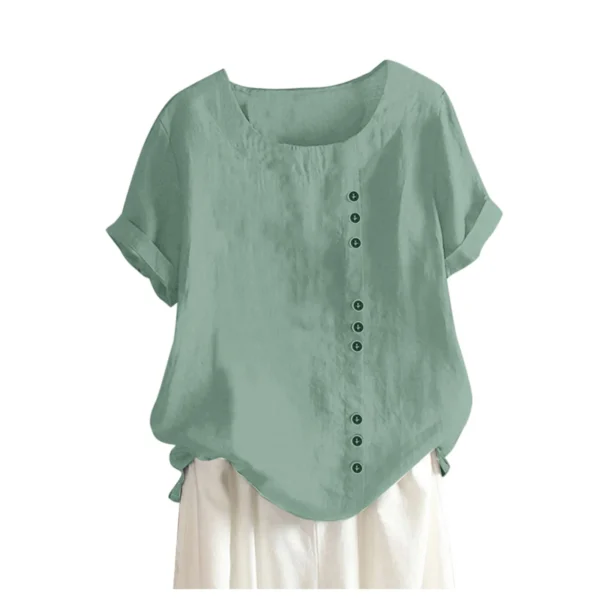 Elegant Linen Cotton Blouse Women Plus Size Summer Streetwear - Image 5