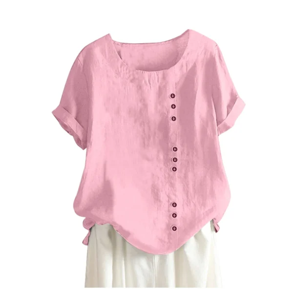 Elegant Linen Cotton Blouse Women Plus Size Summer Streetwear