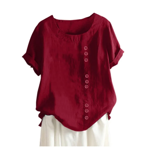 Elegant Linen Cotton Blouse Women Plus Size Summer Streetwear - Image 3