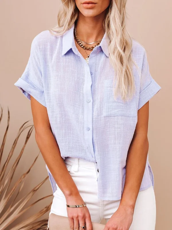 Summer Cotton Linen Oversized Shirt Vintage Casual Loose Blouse Women - Image 4