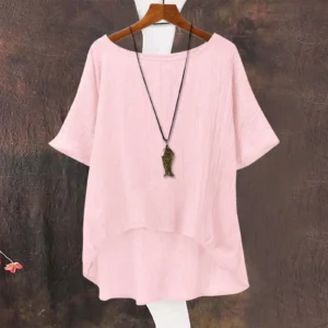 Women Summer Casual Loose Linen Tops Fashionable Cool Shirt