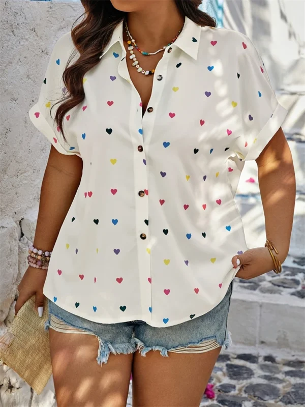 Women’s Vintage Linen Shirt Five-Point Sleeve Casual Summer Fashion Top - Image 2