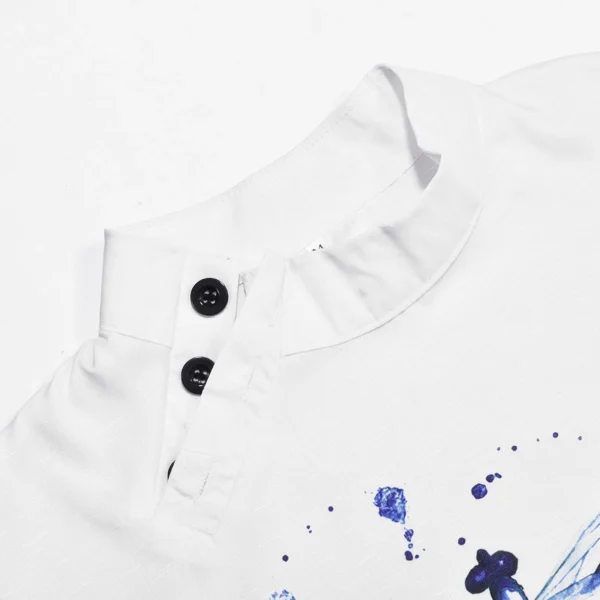 Women Short Sleeve Loose V-Neck Chiffon Casual Elegant Summer Blouse - Image 2