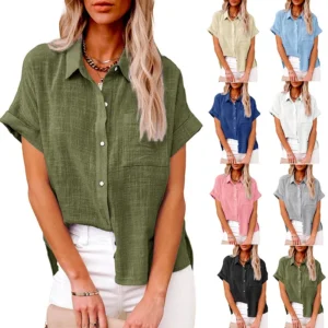 Summer Women's Cotton Linen Blouse Loose Casual Shirt S-5XL Top Wear