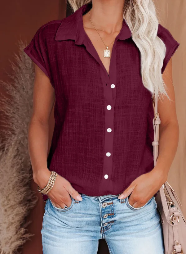Women's Sleeveless Cotton V-Neck Blouse Casual Summer Shirt 2025 - Image 4