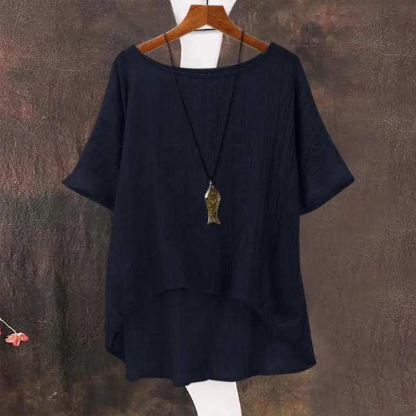 Women Summer Casual Loose Linen Tops Fashionable Cool Shirt - Image 5