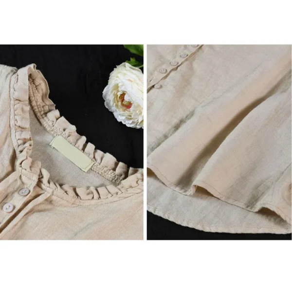 Women's Retro Cotton Linen Vest Shirt Sleeveless Lace-Up Summer Top - Image 6