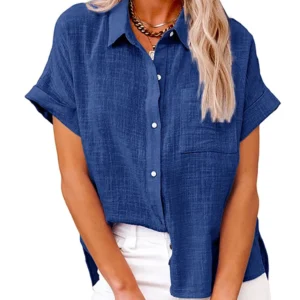 Summer Cotton Linen Oversized Shirt Vintage Casual Loose Blouse Women