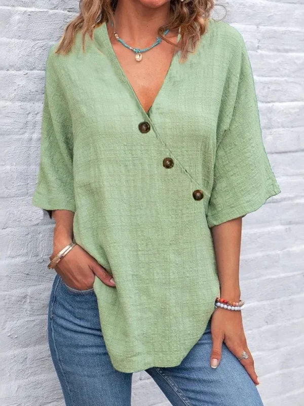 Women's V-Neck Casual Loose Shirt Summer Fashion Party Top