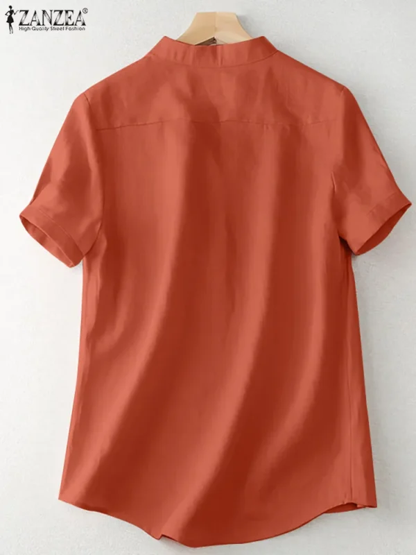 Cotton Blouse Women Elegant Loose Summer Work Tunic Shirt - Image 4