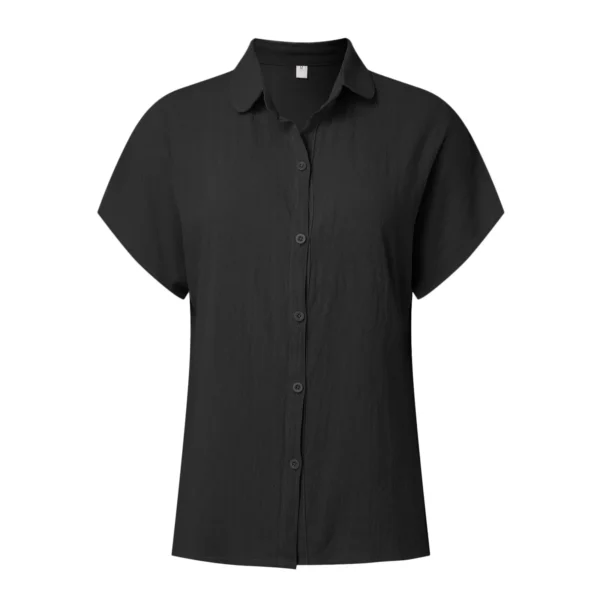 Plus Size Cotton Linen Button Blouse For Women’s Office Summer Wear - Image 2