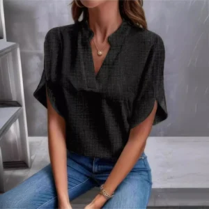 Women’s Off-Shoulder Linen Shirt Casual Solid Color Summer Beach Top
