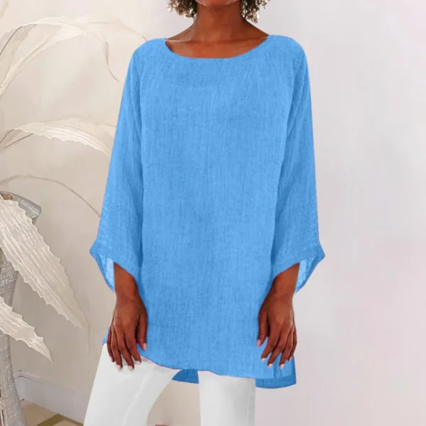 Vintage Cotton Linen Blouse Women’s Casual Loose Long Sleeve Shirt - Image 3