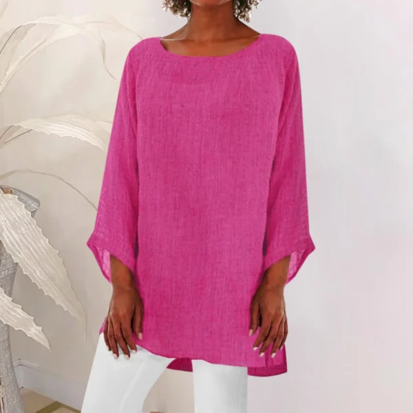 Vintage Cotton Linen Blouse Women’s Casual Loose Long Sleeve Shirt - Image 2