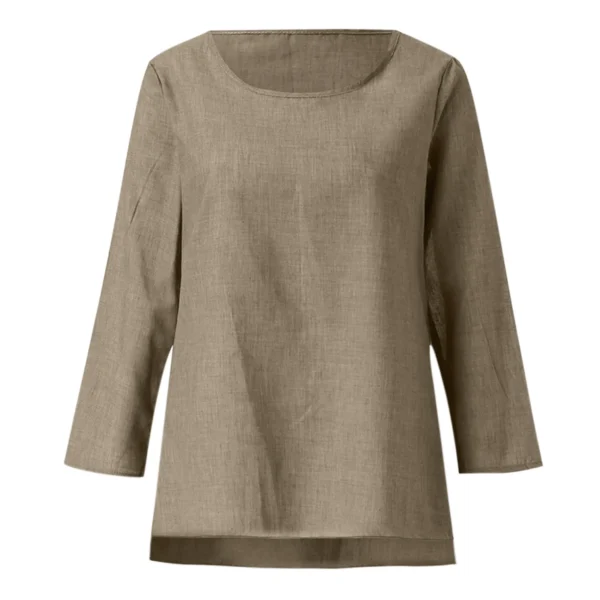 Vintage Cotton Linen Blouse Women’s Casual Loose Long Sleeve Shirt - Image 4