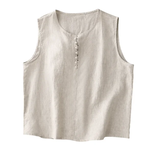 Summer Cotton Linen Single-Breasted Vest Women’s Elegant Casual Shirt - Image 5