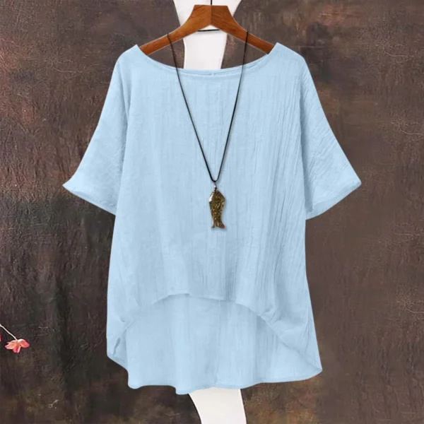 Women Summer Casual Loose Linen Tops Fashionable Cool Shirt - Image 4