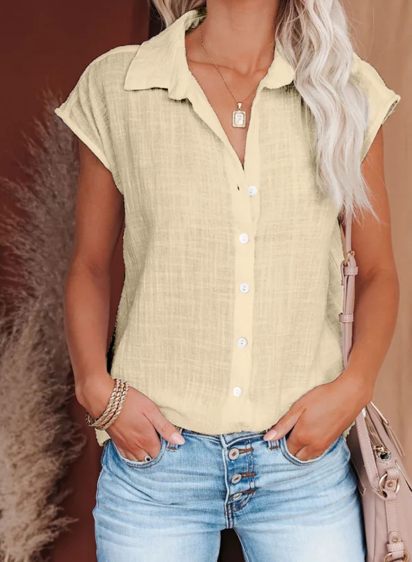 Women's Sleeveless Cotton V-Neck Blouse Casual Summer Shirt 2025 - Image 6