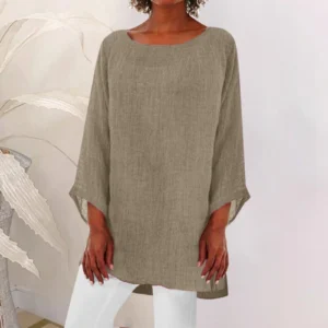 Vintage Cotton Linen Blouse Women’s Casual Loose Long Sleeve Shirt